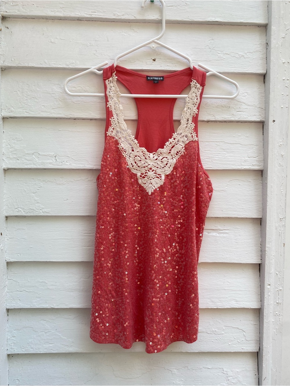 Express Coral Crewneck Tank Top